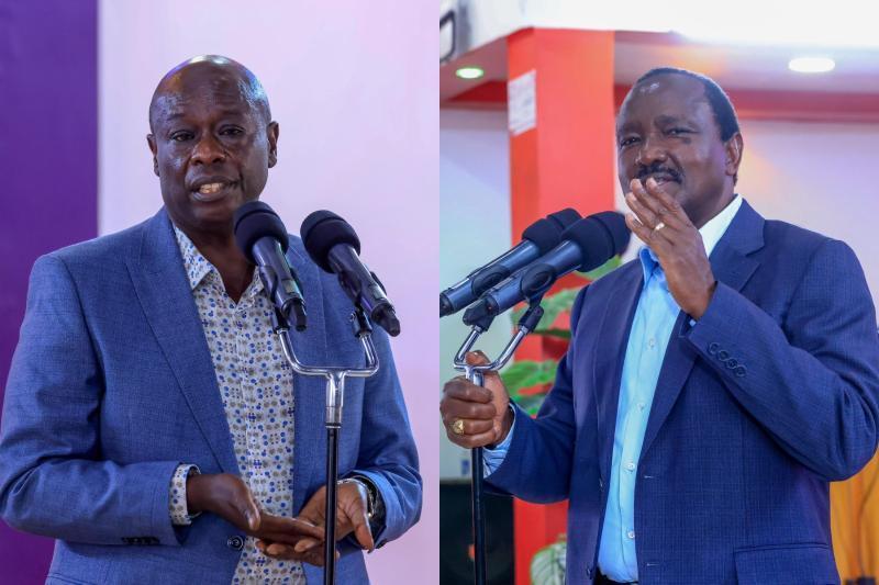 Collage photo of Rigathi Gachagua and Kalonzo Musyoka.